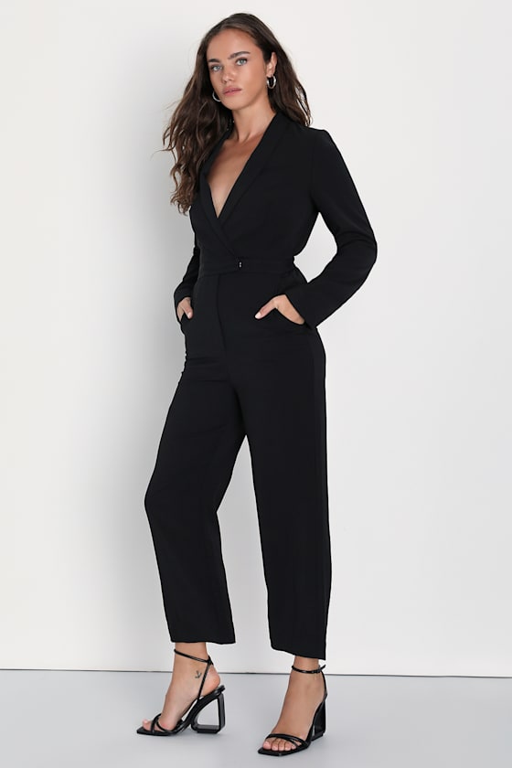 Long Sleeve Jumpsuit Collared Jumpsuit Straight Leg Jumpsuit Lulus