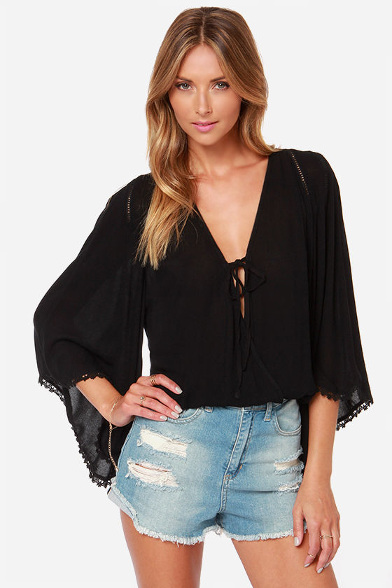 Cute Black Top - Boho Top - Wrap Top - $37.00 - Lulus