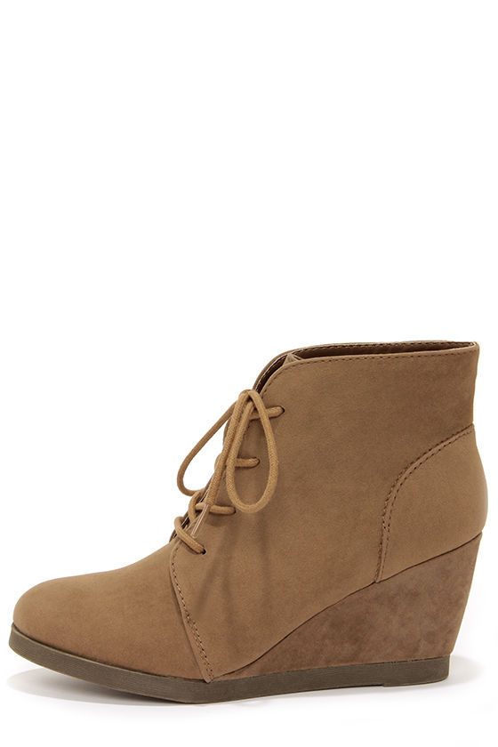 Cute Wedge Booties - Taupe Booties - Desert Boots - $59.00 - Lulus