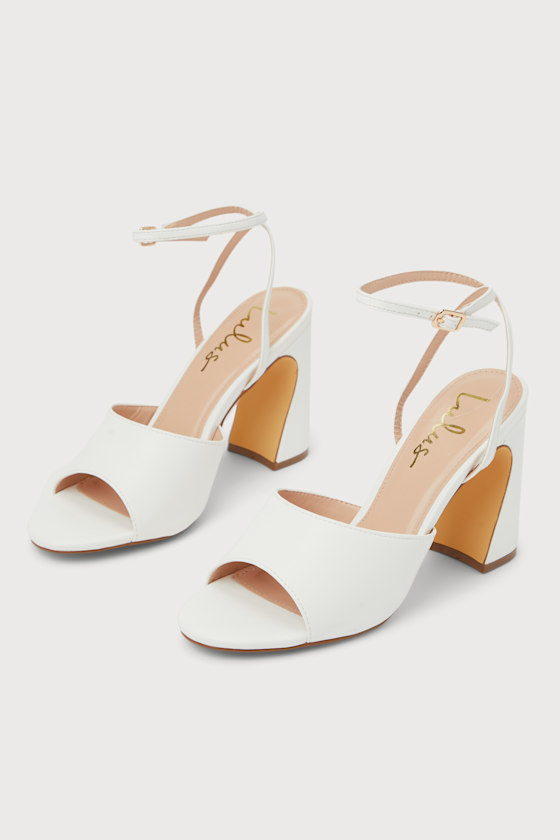 Brandie White Ankle Strap High Heel Sandals 1