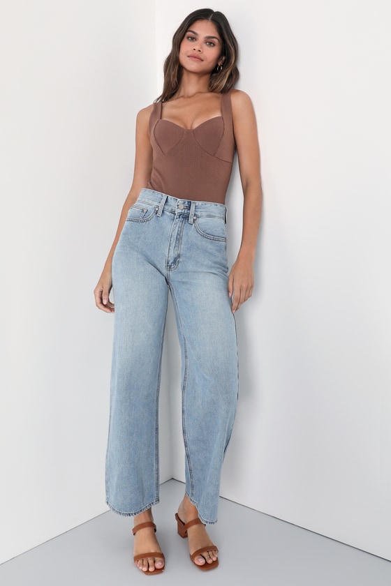 Jbd Trending Mood Light Wash High-rise Wide-leg Jeans In Blue