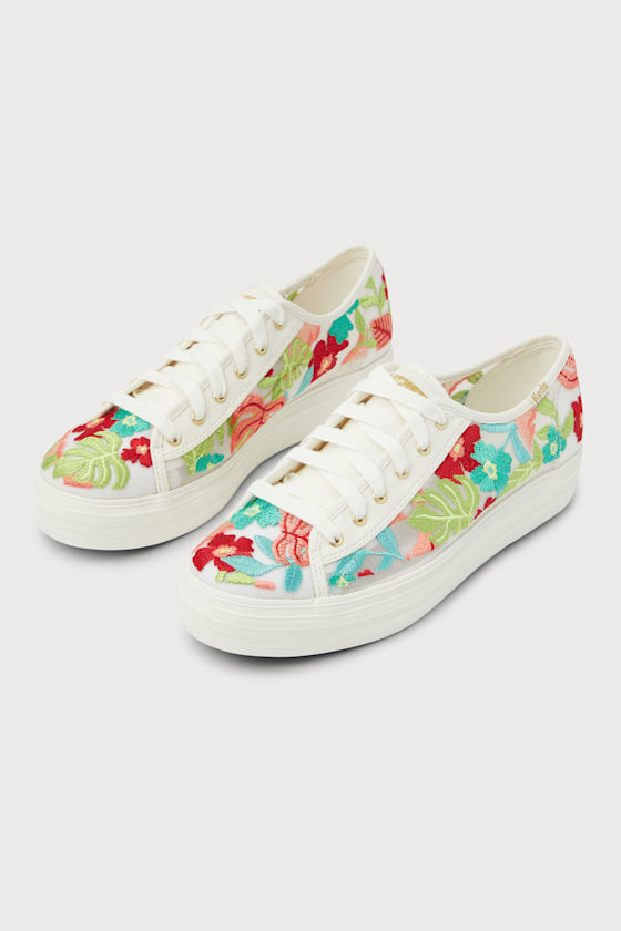Keds Triple Kick Tropical Embroidered Sneakers Platform Shoes Lulus