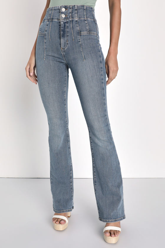 Jayde Medium Wash High-Waisted Flare Jeans 3