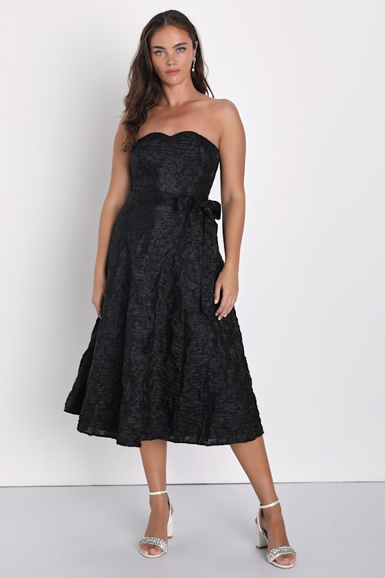 Horizon Strapless Textured Midi Dress Black main image 0