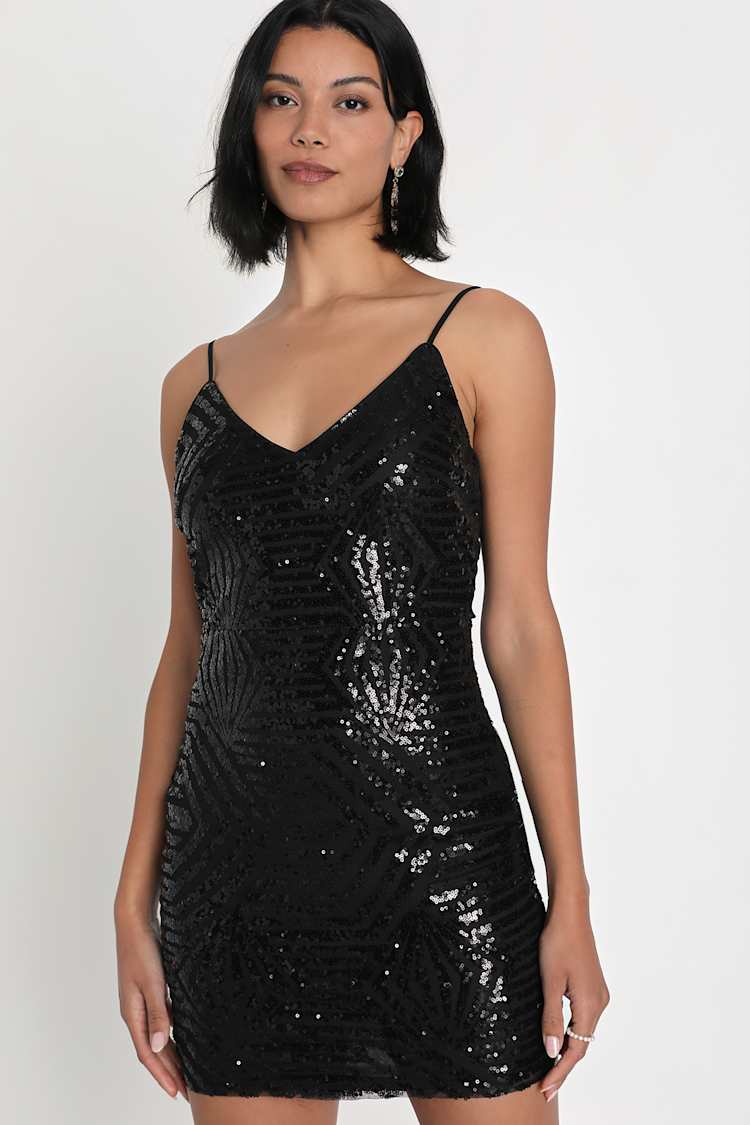 lulus black sequin mini dress Black Sequin One-Shoulder Mini Dress | Womens | Large (Available in M) | 100% Polyester | Lulus | Homecoming
