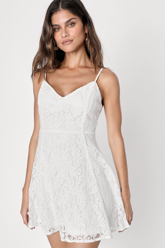 Magnolia Blossom White Lace Skater Dress 7
