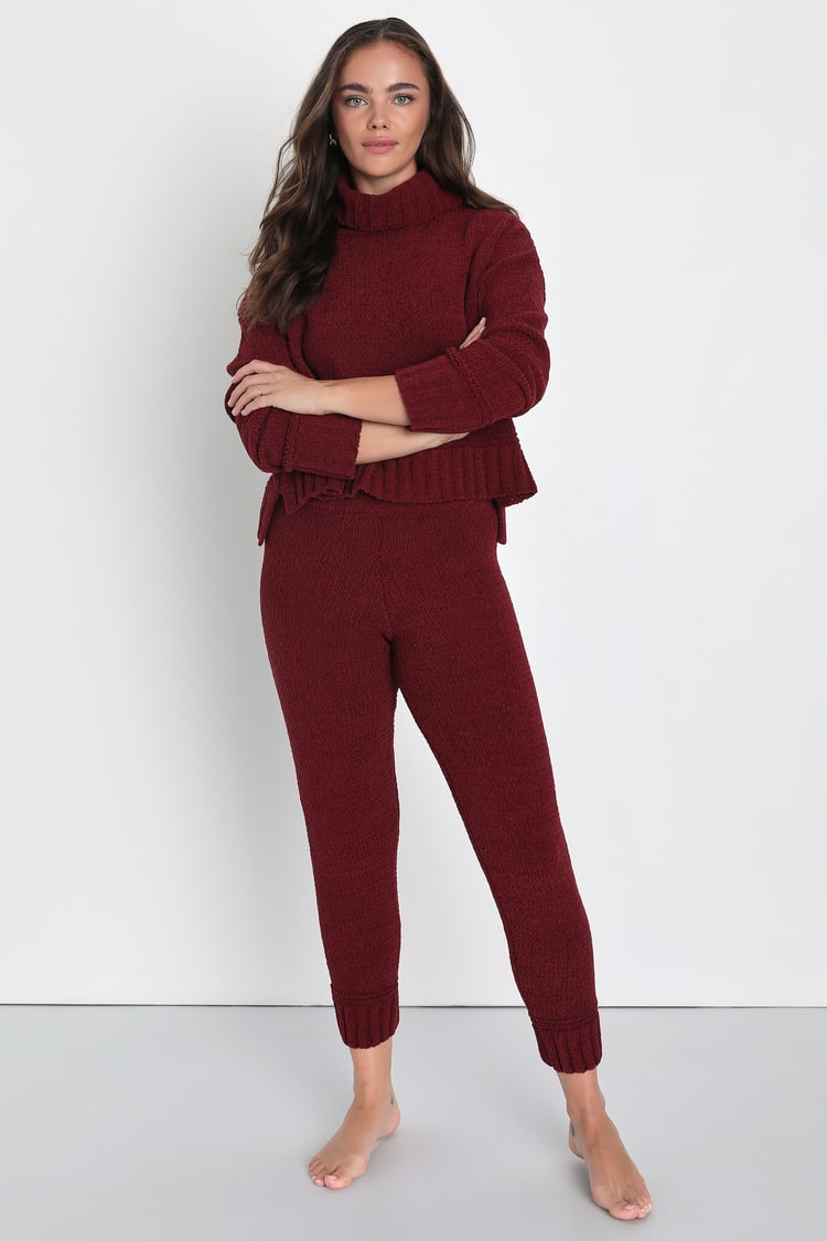 High-Waisted Cozy Rib-Knit Lounge Leggings for Women