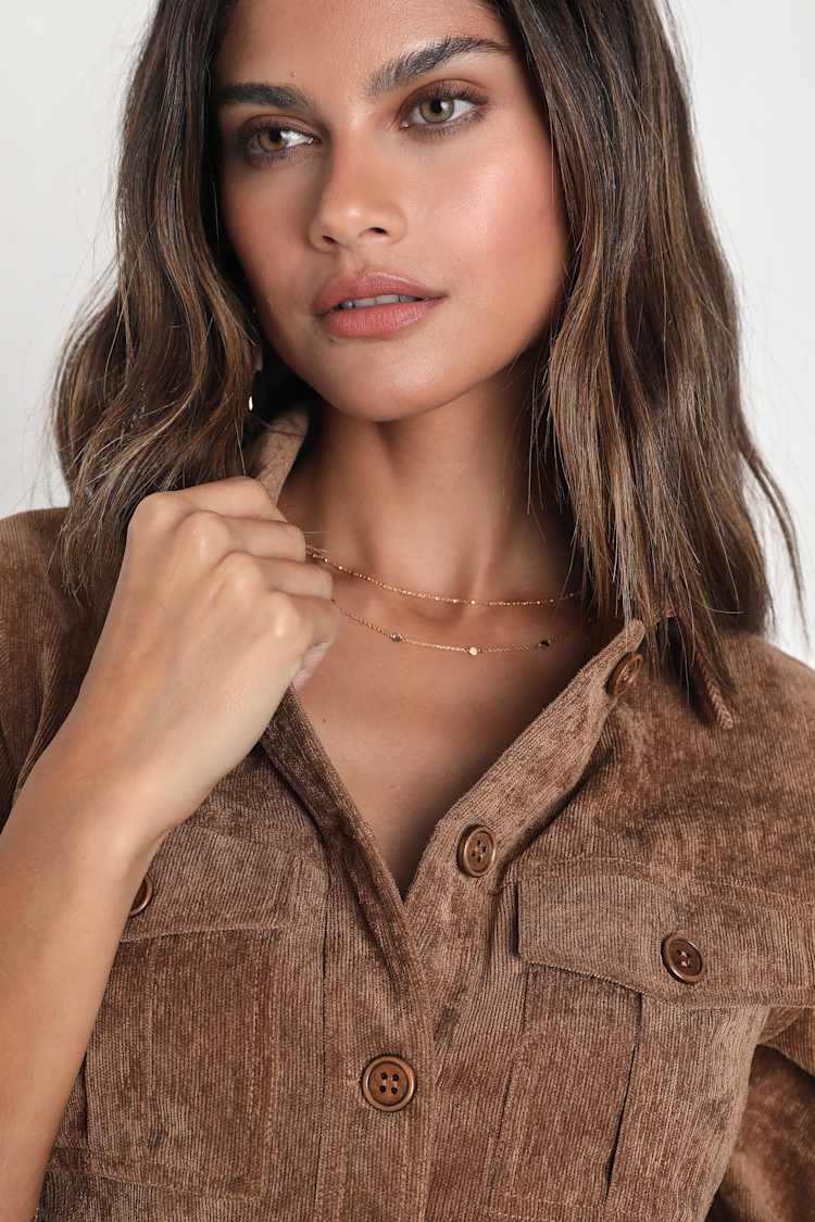 Brown Corduroy Dress - Mini Dress With Pockets - Collared Dress - Lulus