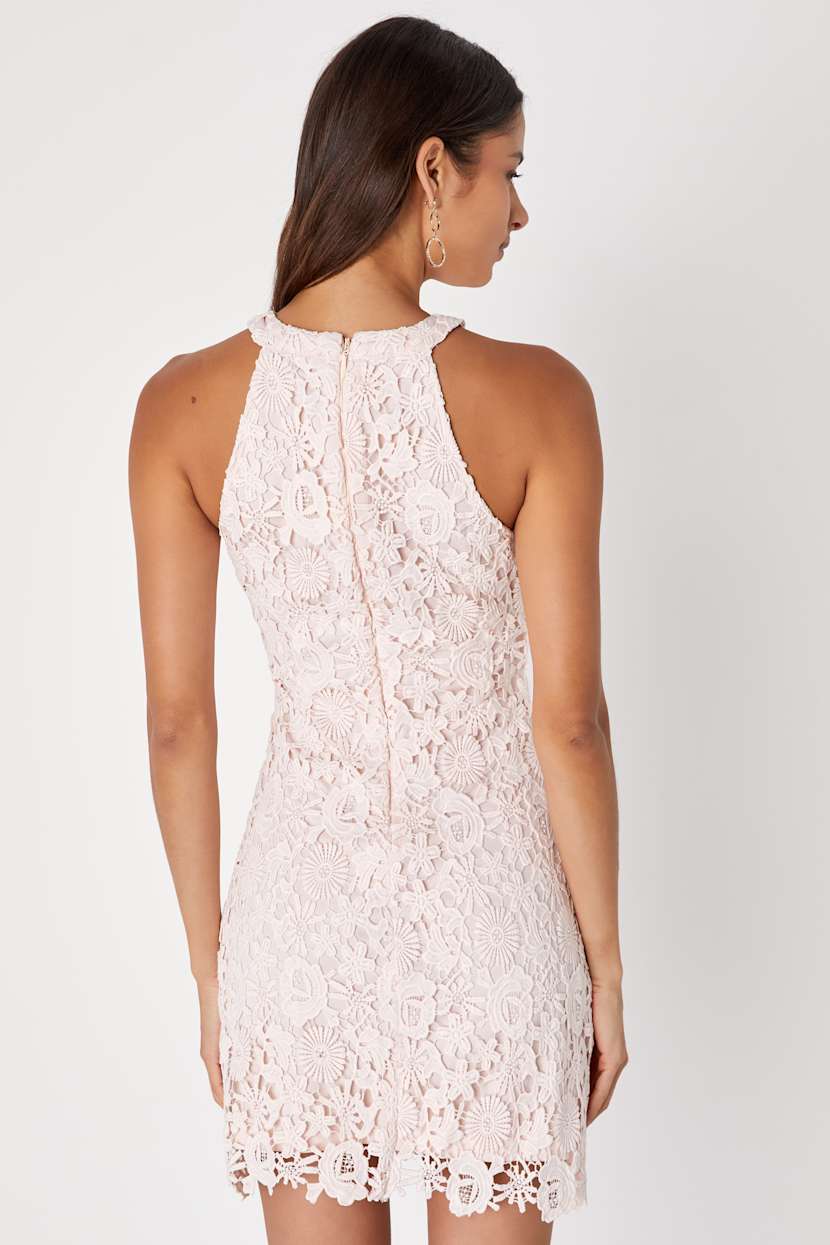Lace Mini Dress - Blush Dress - Halter Dresses - Sheath Dress - Lulus
