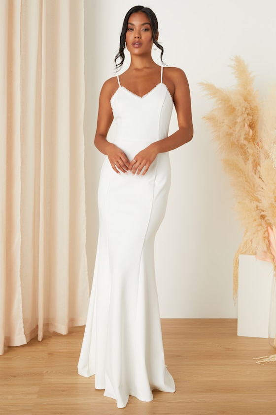 Taliana White Lace Button Back Maxi Dress 18