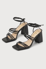 Arvid Black Strappy Lace-Up High Heel Sandals