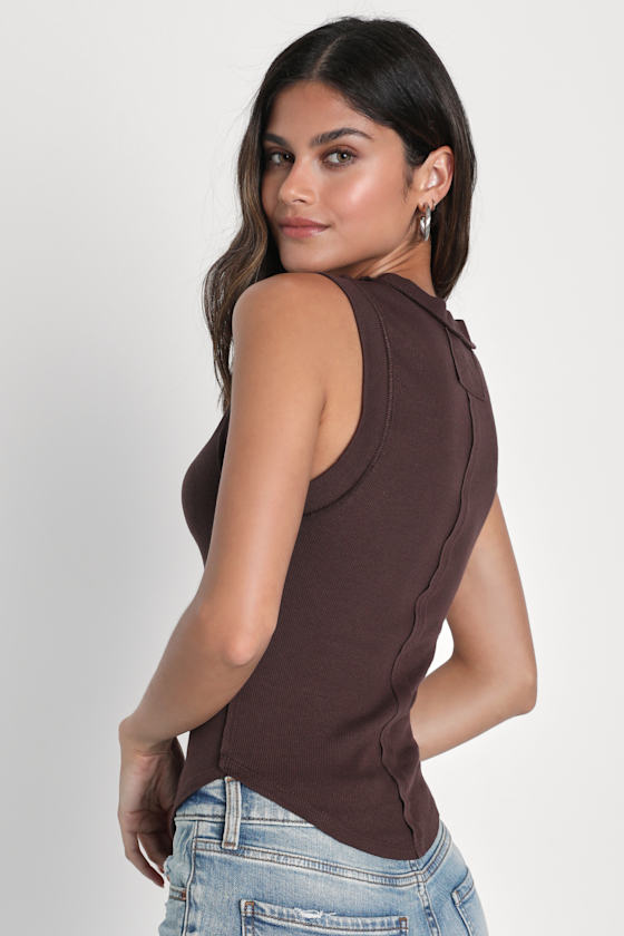 We the Free Kate Tee Brown Tank Top Sleeveless Ribbed Top Lulus
