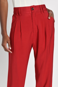 Strictly Business Rust Red High Waisted Trouser Pants