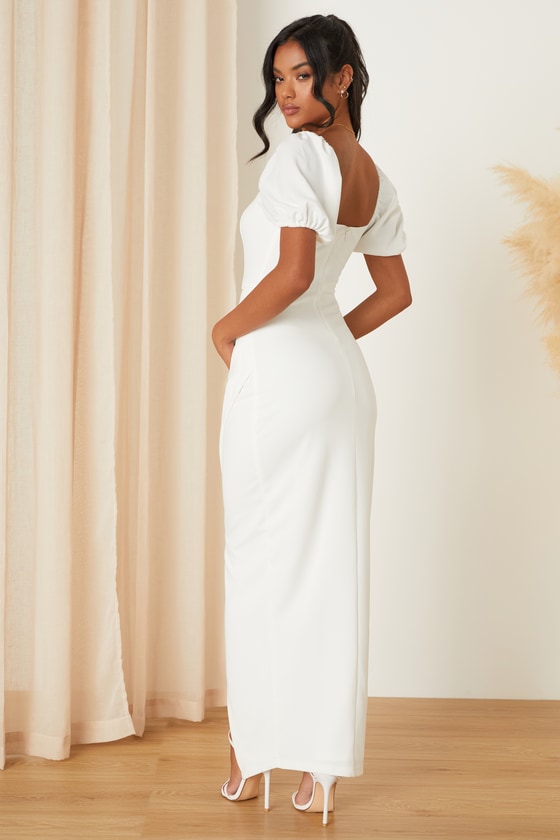 White Maxi Dress - Puff Sleeve Maxi Dress - Tulip Maxi Dress