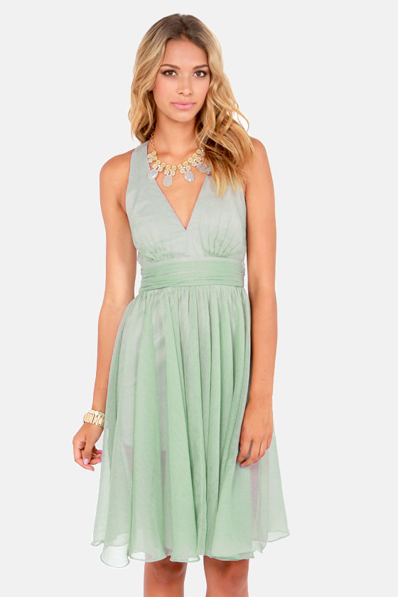 sage green short dress