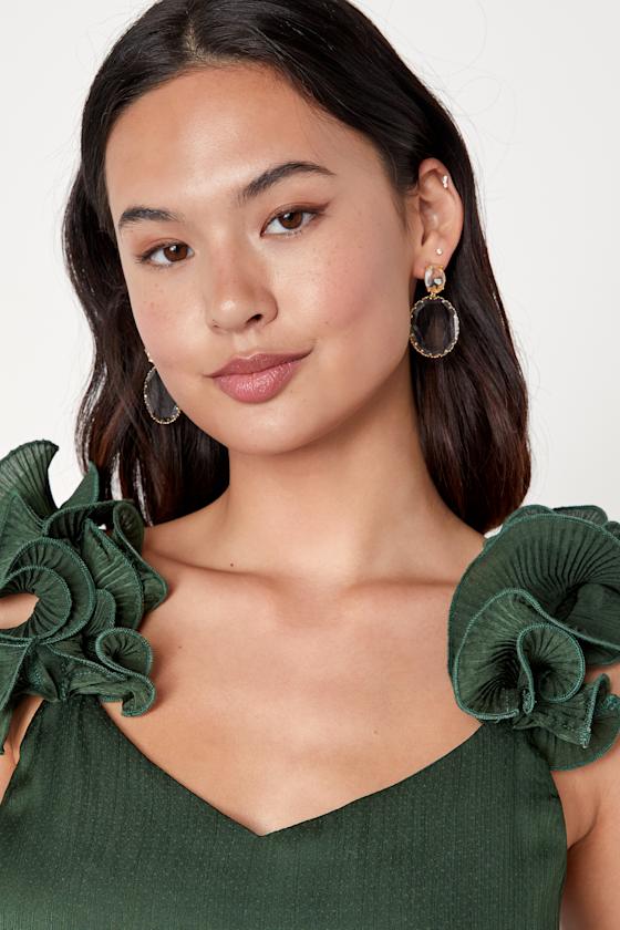 Gold and Clear Earrings Statement Earrings Glass Earrings Lulus