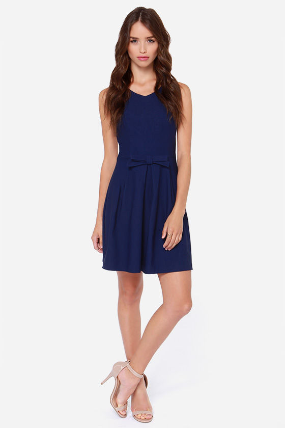 LULUS Exclusive Hot Off the Precious Navy Blue Dress 2