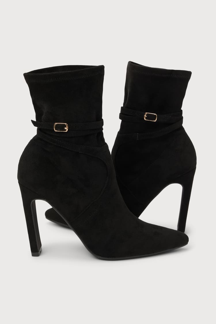 black sock peep toe boots