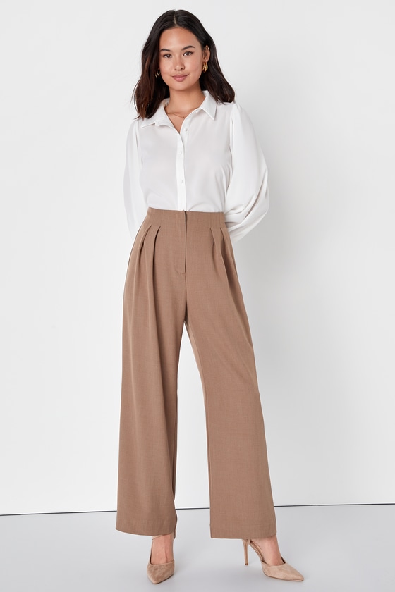 Light Brown Pants - Straight Leg Pants - High-Rise Trouser Pants - Lulus