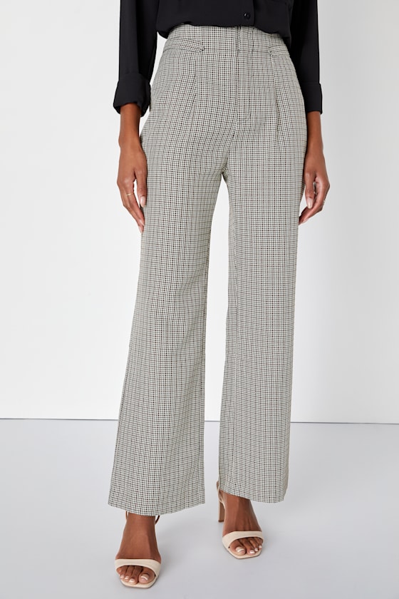 Black and Brown Plaid Pants - Straight Leg Pants - Trouser Pants - Lulus