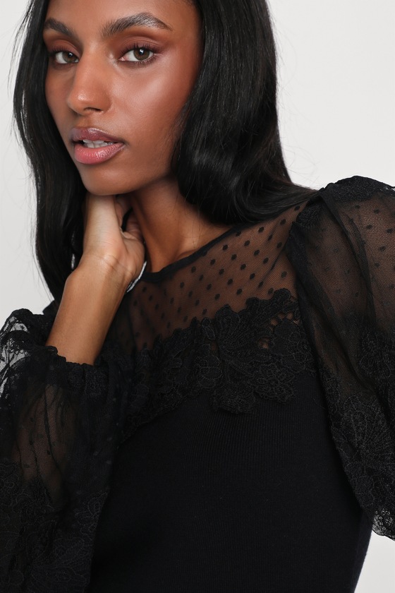Embroidered sheer mesh top outlet