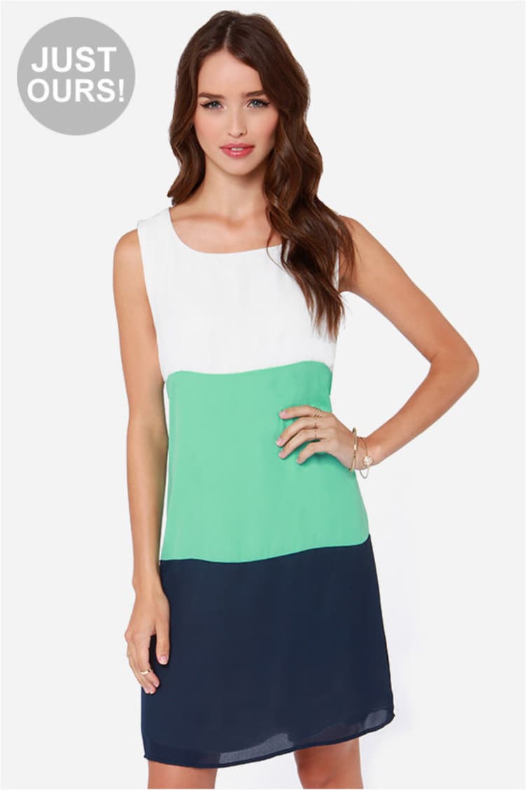 Cute Sleeveless Dress - Shift Dress - Color Block Dress - $39.00 - Lulus