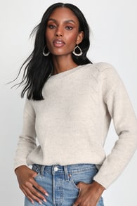Casually Cuddly Heather Ivory Pointelle Pullover Sweater