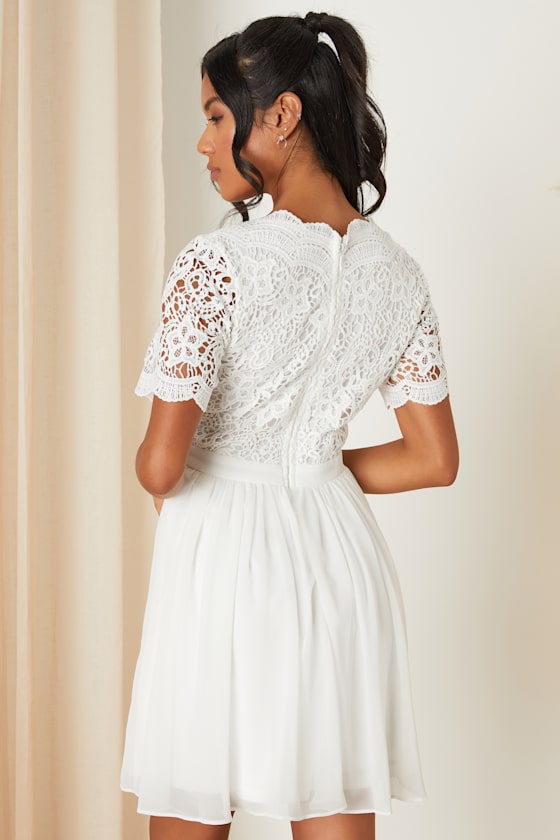 Angel in Disguise White Lace Skater Dress 8