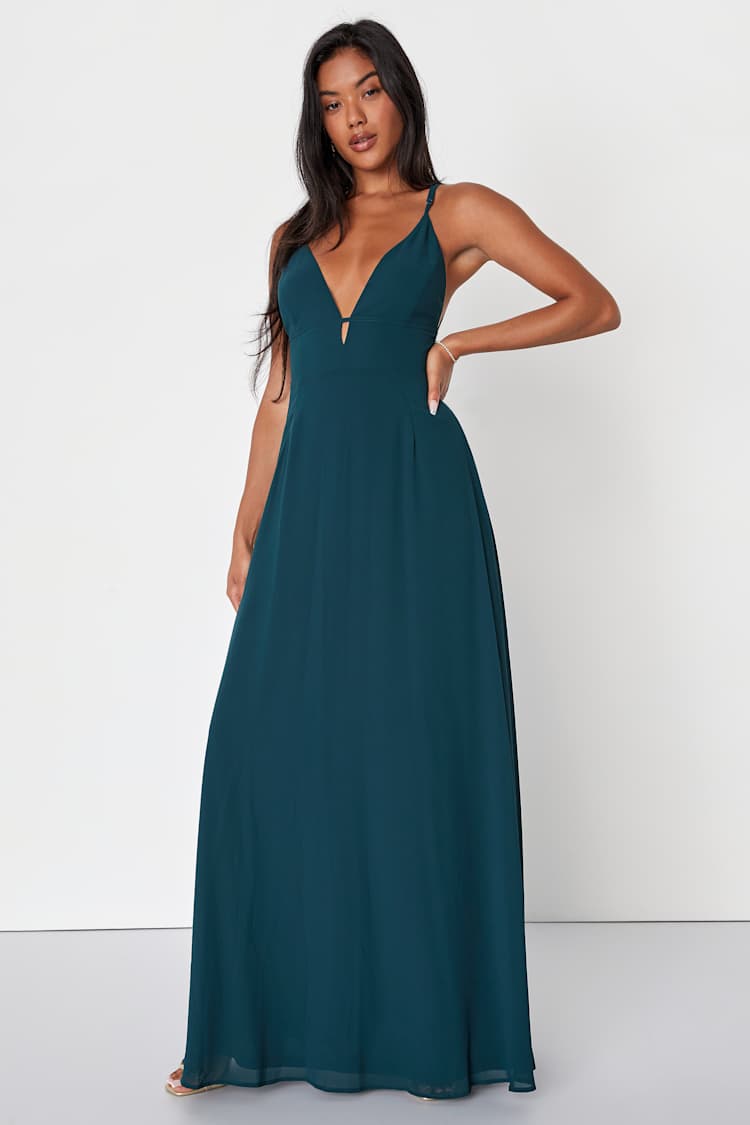 Emerald Maxi Dress - Backless Maxi Dress - Strappy Maxi Dress