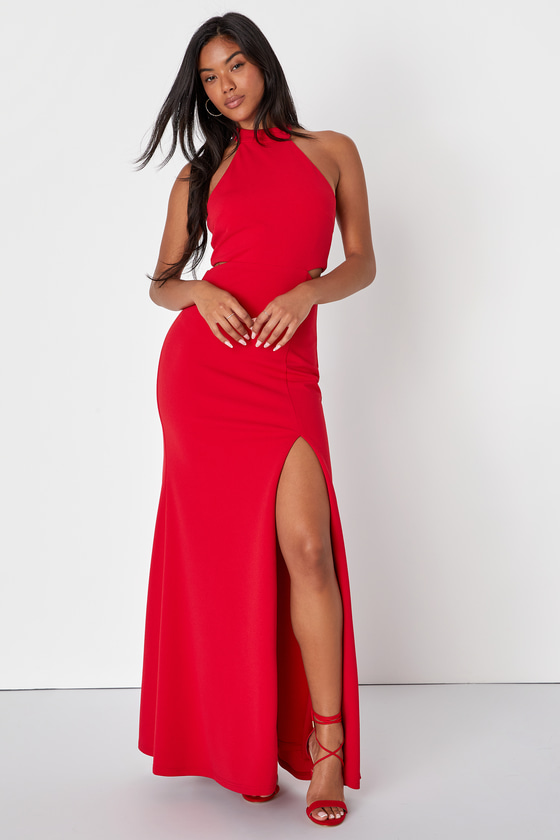 Red evening sales cocktail dress