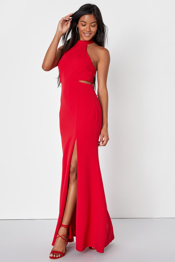 Sexy Red Dress - Halter Maxi Dress - Sleeveless Cutout Dress - Lulus