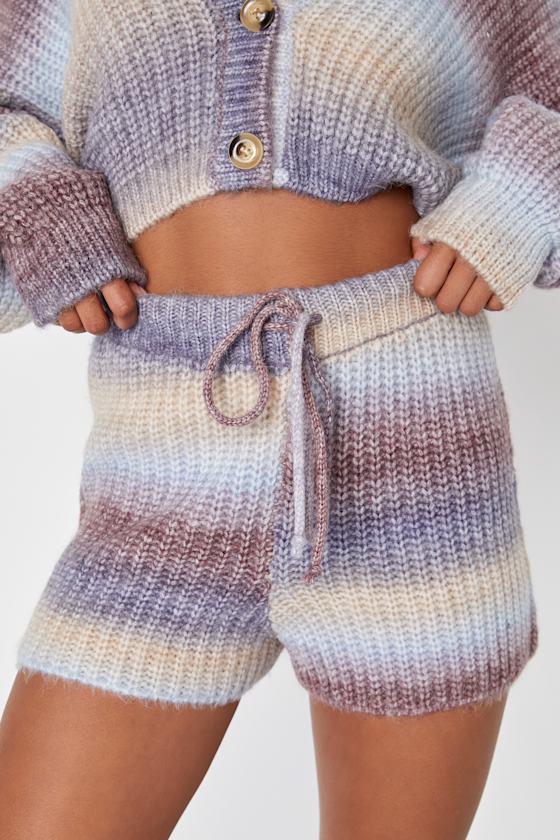 【新品未使用、即日発送】moose's pretty knit shorts Purple Striped Shorts - Knit Lounge Shorts - Lounge Shorts