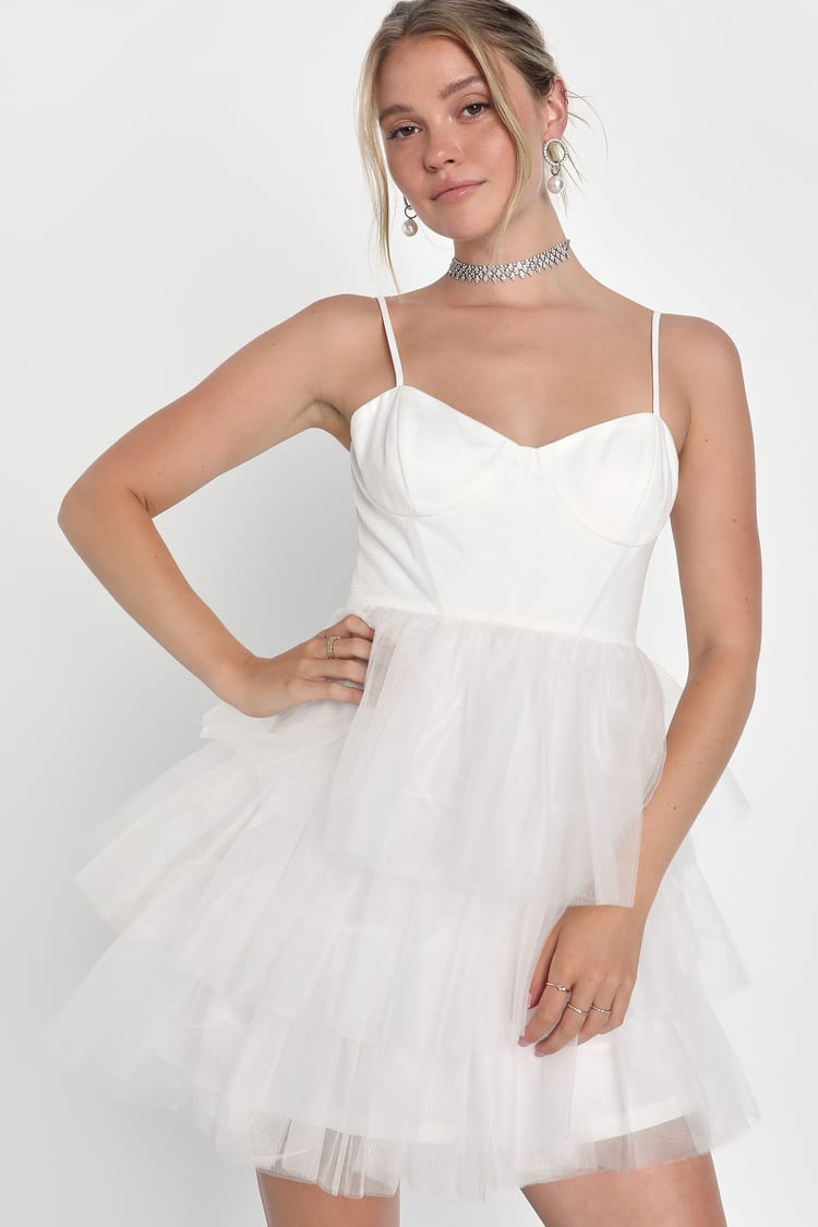 Cute White Shirt Dress - Bustier Dress - 2-in-1 Dress - Lulus