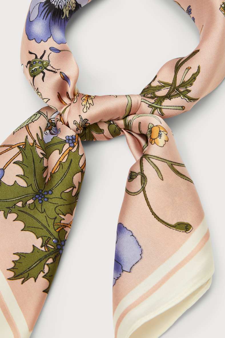 Blooming Dreams Light Pink Floral Print Satin Scarf