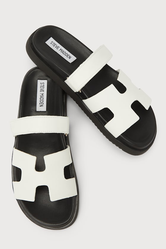 Mayven White and Black Color Block Flatform Slide Sandals 3