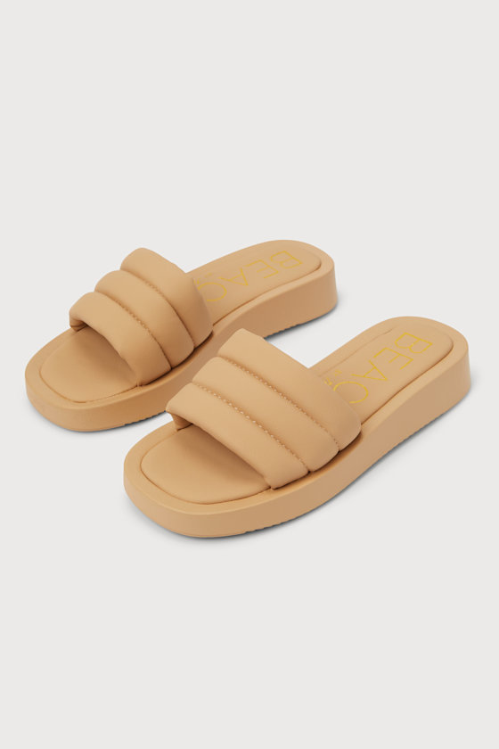 Pax Light Nude Flatform Slide Sandals 2