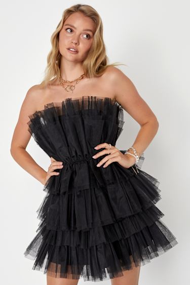 Black Mini Dress Strapless Mini Dress Tulle Mini Dress Lulus