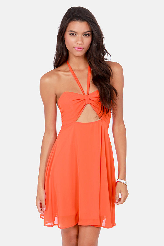orange halter dress