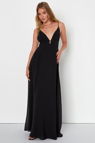 Irresistible Elegance Black Strappy Backless Maxi Dress