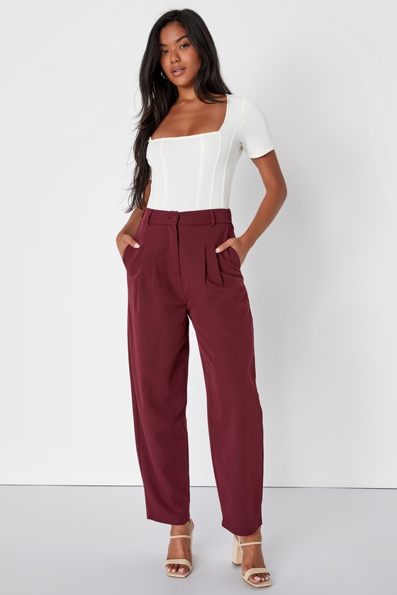 Musse Korean|women's Pleated Wide Leg Pants - Chiffon Casual Trousers With  Adjustable Waist
