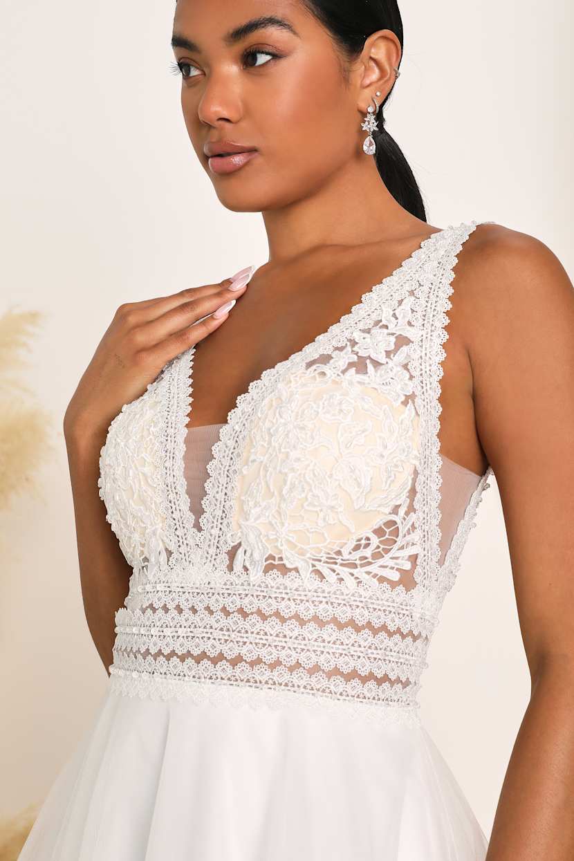 White Tulle Lace Dress - Backless Maxi Dress - A-Line Maxi Dress - Lulus White Tulle Lace Dress - Backless Maxi Dress - A-Line Maxi Dress - Lulus