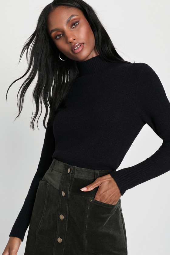 Black Sweater - Long Sleeve Sweater - Mock Neck Sweater - Lulus