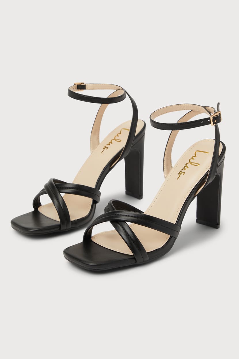Lulus Square Toe Ankle Strap High Heel Sandals