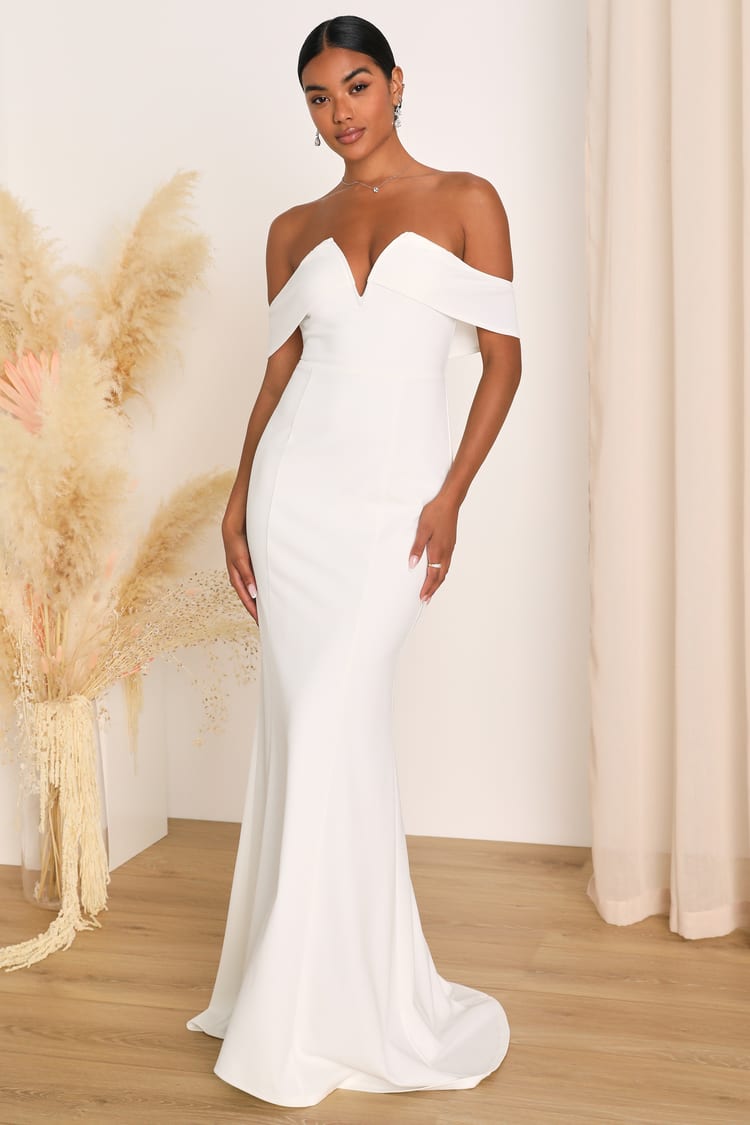 Ivory OTS Bridal Dress - Ivory Mermaid Maxi Dress - Ivory Gown - Lulus