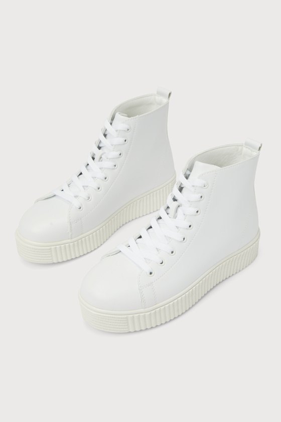 Bernese White Lace-Up High Top Flatform Sneakers 3