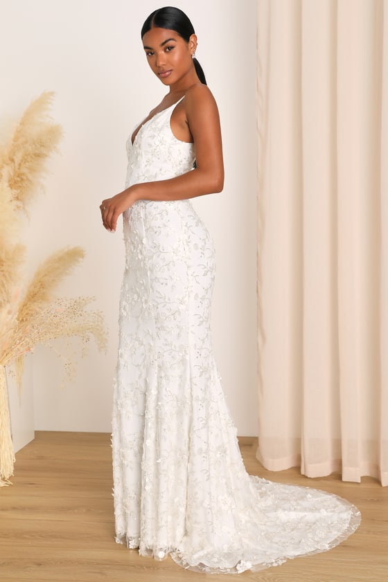 White Lace Dress - Off-the-Shoulder Gown - Lace Bridal Dress - Lulus