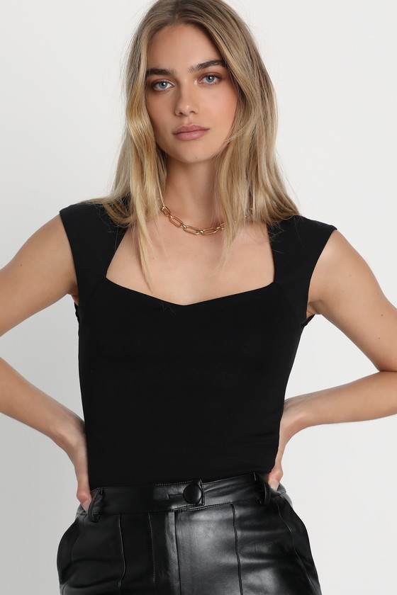 Cap Sleeve Top - Cap Sleeve Crop Top - Black Short Sleeve Top - Lulus