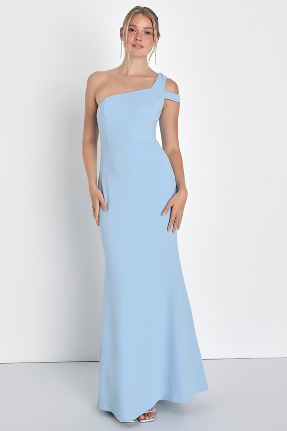 Powder Blue Dress Maxi Dress OneShoulder Mermaid Dress Lulus