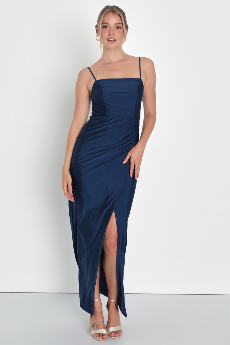 Navy Blue Dress - Tulip Maxi Dress - Straight Neck Dress - Lulus Navy Blue Dress - Tulip Maxi Dress - Straight Neck Dress - Lulus