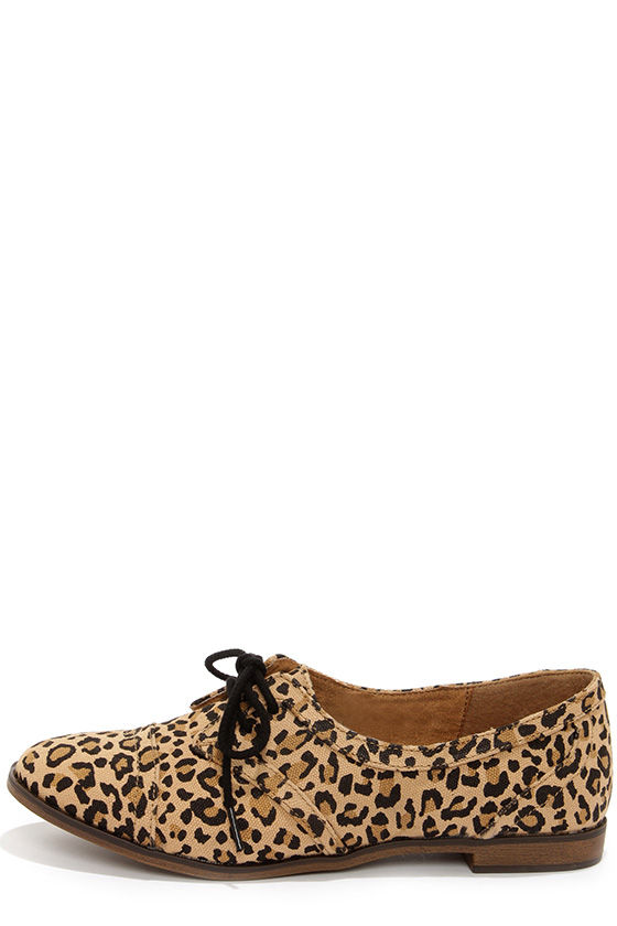 Cute Leopard Print Shoes - Oxford Flats 